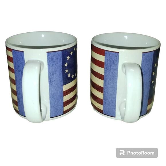 2 Sakura Brandon House Warren Kimble Spirit of the Flag Mugs - Picture 4 of 7